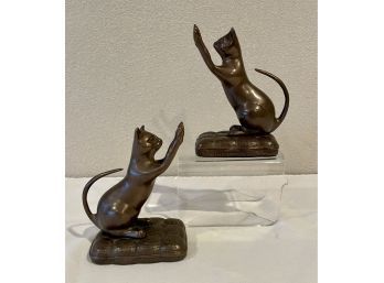 Bronze Metal Cat Bookends ~ San Pacific International