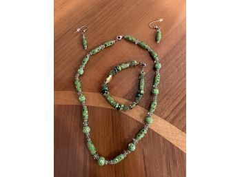 Glass Green Bead Jewelry Suit