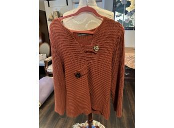 Willow Burnt Orange Sweater With Buttons Size M