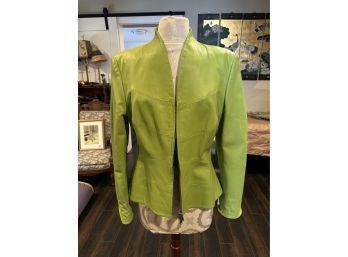 Vera Pelle Size 46 Green Leather Jacket