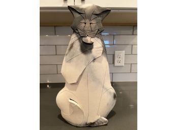 Raku Original Pottery Cat By Mary Gates Dewey