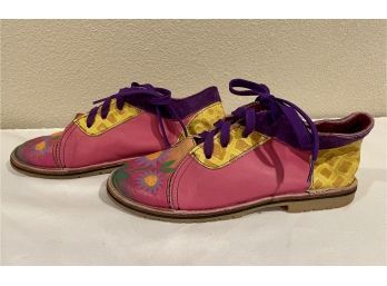 Colorful Handpainted Lace Up Womens Shoes - Size 6