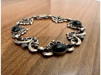 Sterling Bracelet With Black Stones