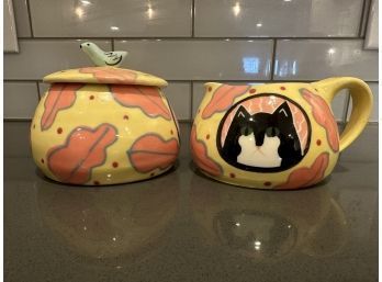 Cat Cream And Sugar Ceramics By Cox