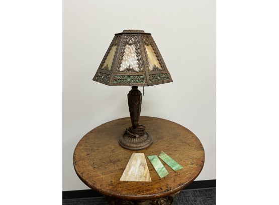 Vintage Slag Glass Lamp As Is