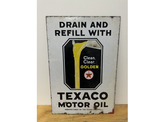 Porcelain Texaco Golden Motor Oil Sign