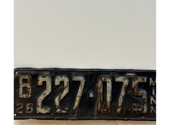 Vintage Minnesota License Plate 1926