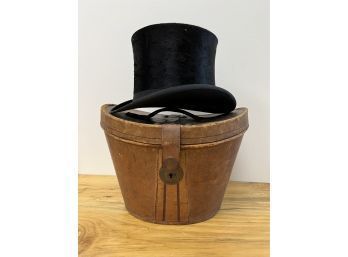 Antique Wallace Brothers Top Hat And Leather Case