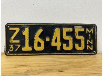 1937 Minnesota License Plate