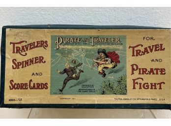 1911 Copyright Milton Bradley Vintage Travelers Spinner And Score Card Game