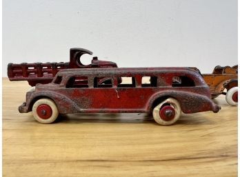 Three Antique Cast Iron Toy Cars