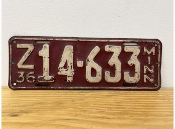 1936 Minnesota License Plate