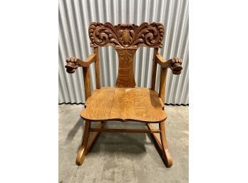 Unusual Antique Carved Oak Arm Chair With Duck Head