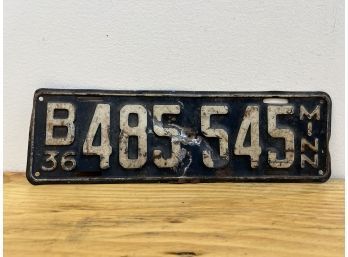 1936 Minnesota License Plate
