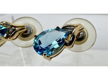 Pair Of 14K Blue Topaz Earrings