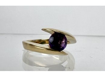 14K Ring With Purple Stone