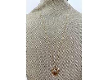 14K Gold With Diamond Ribbon Necklace
