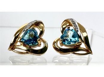 Pair Of 14K Blue Topaz Earrings
