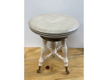 Antique White Claw Foot Piano Stool