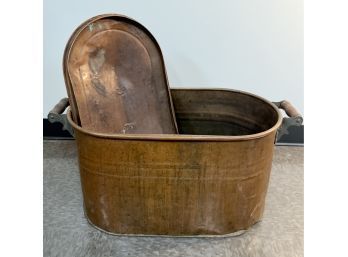 Antique Copper Boiler Wash Tub With Lid