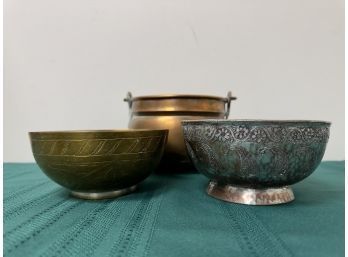 Lot Of 3 Brass And Copper Bowls