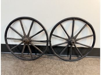 Vintage Pair Of Wood Spoke Wheels