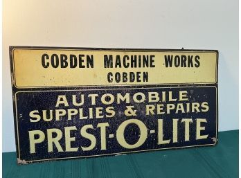 Vintage Prest-O-lite Metal Sign