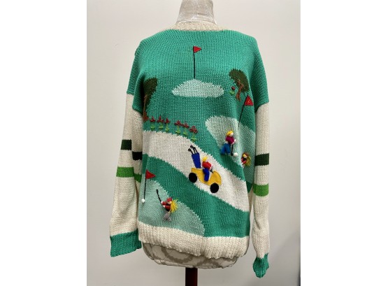 Knit Golf Themed Sweater ~ Suzy Smith For California
