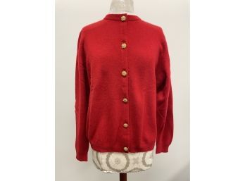 Red Cashmere Button Down Sweater ~ Ballantyne