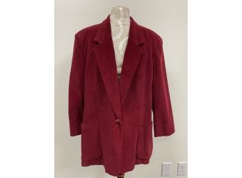 Red Corduroy Single Button Blazer - Classic Fashions Size 42