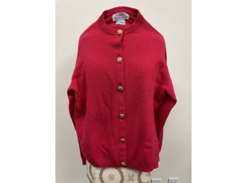 Ballantyne Cashmere Red Button Down Sweater ~ 1X