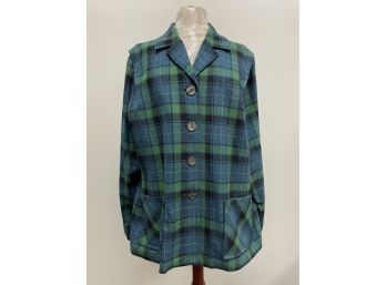 Pendleton 49ER Blue/Green Plaid Button Down Shirt Jacket ~ XL
