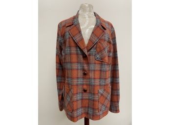 Pendleton Orange/Gray Plaid Shirt Jacket ~ XL