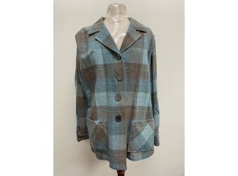 Pendleton 49ER Blue/Gray Plaid Button Down Shirt Jacket ~ 1X