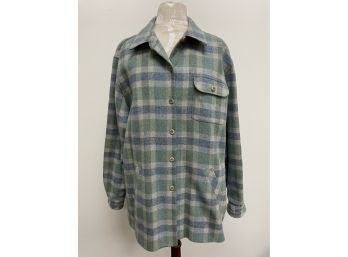 Pendleton Originals Blue/green Plaid Button Down Lined Shirt Jacket ~ XL