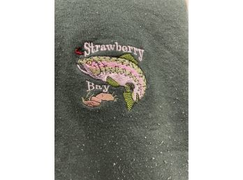 Strawberry Bay Embroidered Logo Green Swearshirt ~ Size L