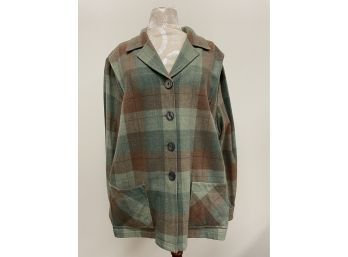 Pendleton 49ER Greens/browns Plaid Button Down Shirt Jacket ~ XL