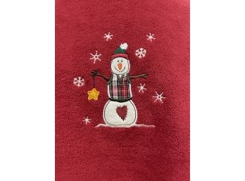 Holiday Snowman Red Fleece Top ~ Size L