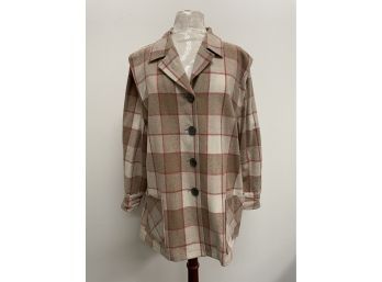 Pendleton 49ER Limited Edition #20679 Tan/cream/Red Checked Button Down Shirt Jacket ~ XL