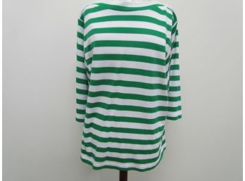 Vicki Wayne Green Striped Shirt XL