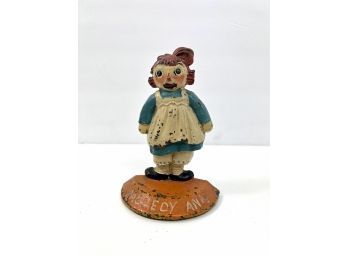 1931 Raggedy Ann Cast Iron Bookend Or Door Stop, Single