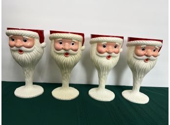 Set Of 4 Santa Plastic Mugs