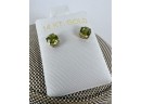 Ladies 14K Yellow Gold Peridot Free Form Pendant Stamped 14K, Diamond And Earrings Set