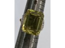 14K Yellow Gold Peridot Ring With Diamonds
