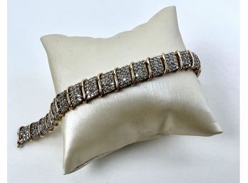 Ladies Unique 7.25' Solid 10K Yellow And White Gold Diamond Tennis Bracelet
