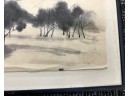 Vintage Watercolor Painting Of Trees