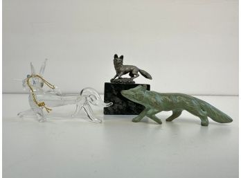 Three Miniature Fox Figurines