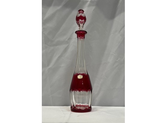 Val St. Lambert Red & Clear Crystal Decanter
