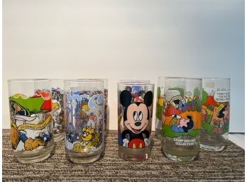McDonalds Collector Glasses And 2 Walt Disney Glasses-total 9
