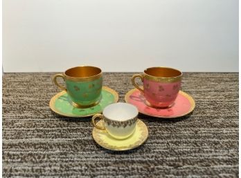 2 Demitasse Coalport Cups And Saucers And One Shelley